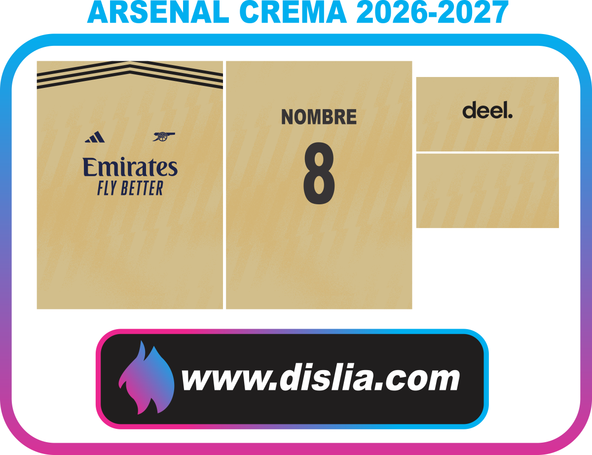 Diseño de fútbol para sublimar — ARSENAL CREMA 2026-2027